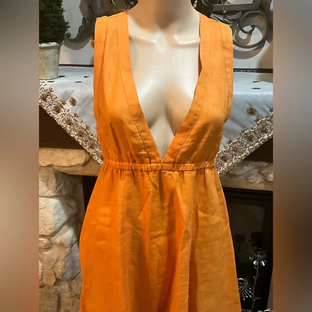 Anthropologie “Left of Center”Orange Sleeveless Dress - Picture 2 of 10